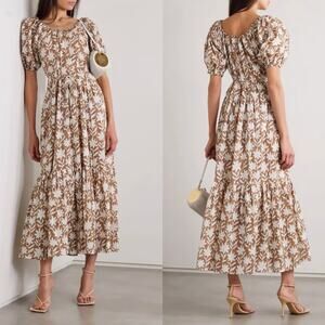 Hannah Artwear Selene Floral print Cotton Dress Brown Small (1)